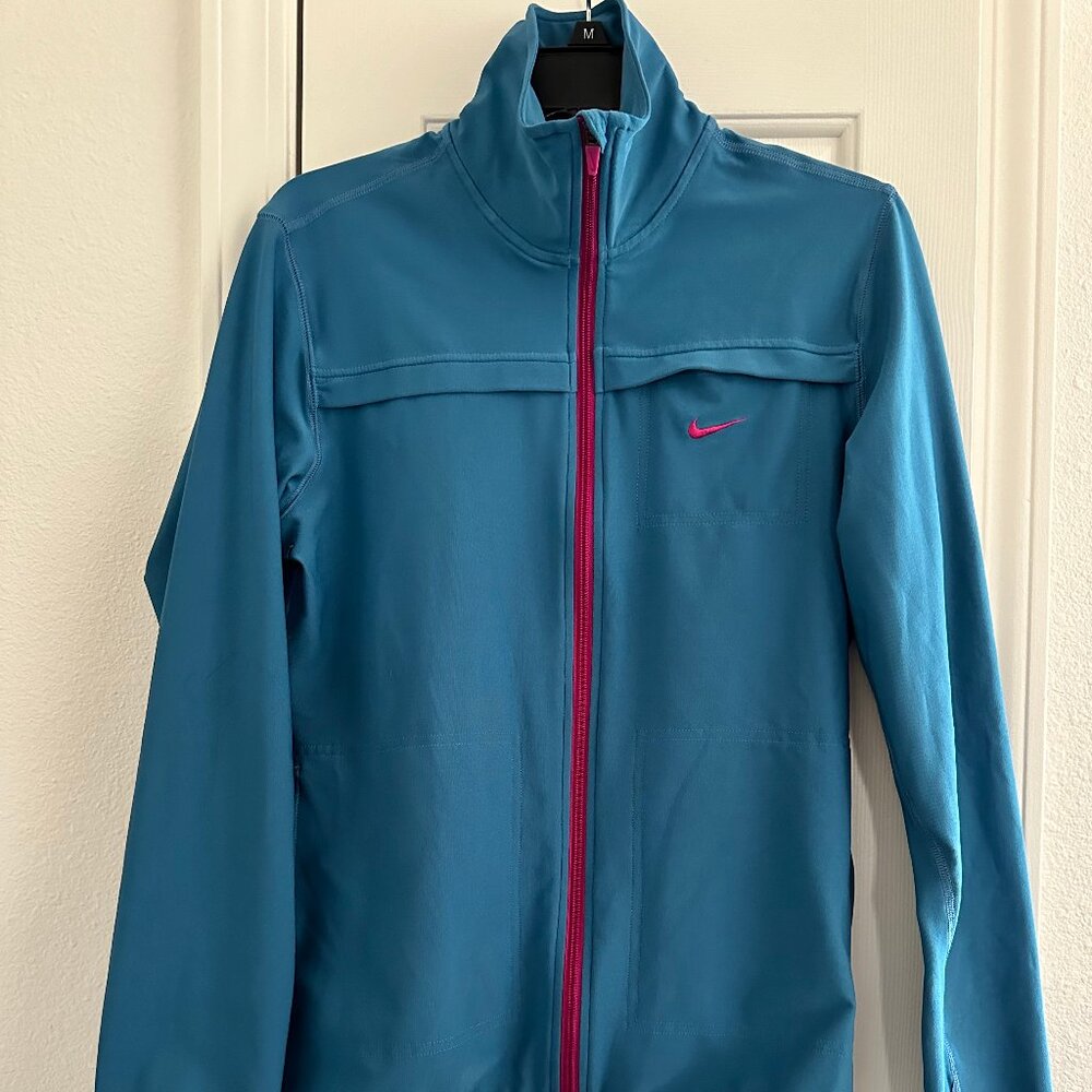 Nike - Women's Medium Dri-Fit Jacket, Teal, Mock Neck, Polyester/Spandex Blend
